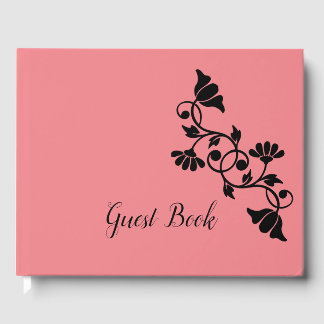 Enkel Blommigt Salmon Guest Bok