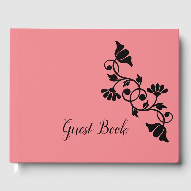 Enkel Blommigt Salmon Guest Bok (Framsida)