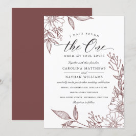 Enkel Blommigt som jag har hittat | Red Bröllop Inbjudningar