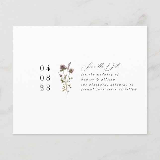 Enkel Blommigt Spara datum Flygblad (Framsidan)