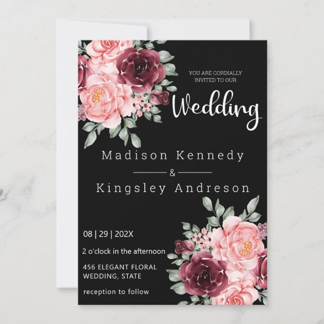 Enkel Blommigt Spectaculär Elegant Luxuriös Inbjudningar (Framsida)