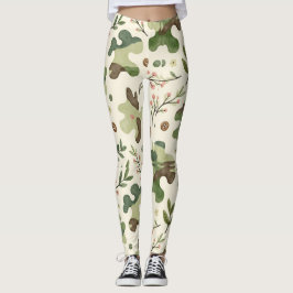Enkel Blommigt Sprigs Camouflage Mönster Leggings