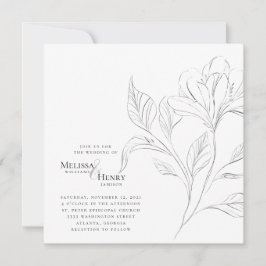 Enkel Blommigt, typografi för Elegant, foto Bröllo Inbjudningar
