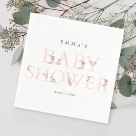 Enkel Blommigt Typografi Rosa Babykläder Pappersservett
