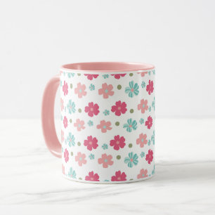 Enkel Blommigt vid dialys i Rosa och måltid Mugg