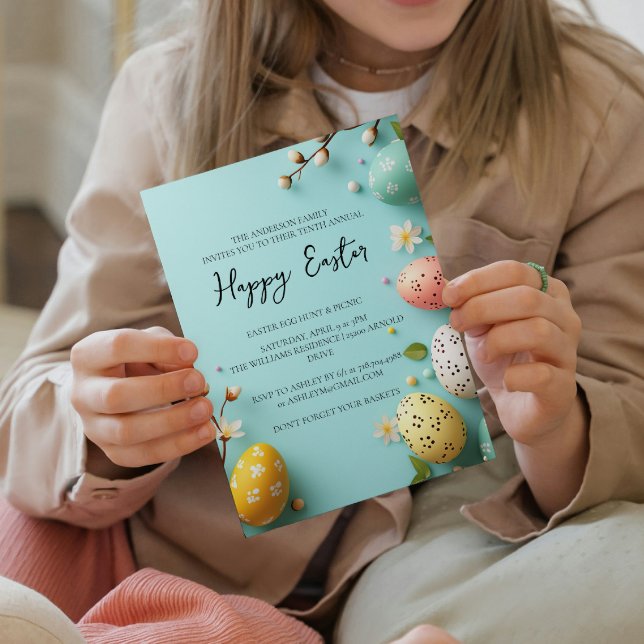 Enkel blommigt vid Eleganten och ägg från Glad pås Inbjudningar (Skapare uppladdad)