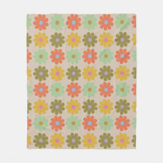 Enkel blommönster i pastellfärger med vintagekänsl fleecefilt