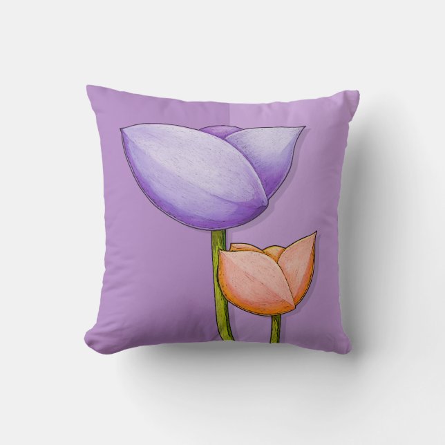 Enkel blommor, lila orange Cushion Kudde (Framsida)