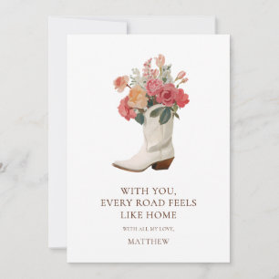 Enkel blomster cowboy boot western Alla hjärtans d Julkort