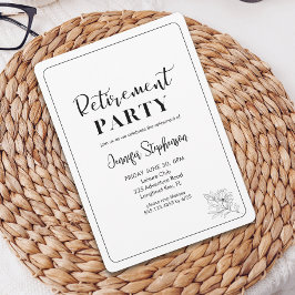 Enkel Blomster Typografi Elegant Pensionärsfest Inbjudningar