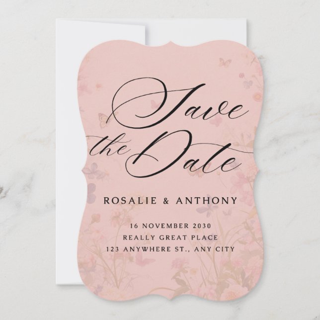 Enkel blomsterbröllop Spara datum-inbjudan Inbjudningar (Framsida)