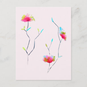 Enkel blomstergestaltning i rosa, inspirerad av ja vykort