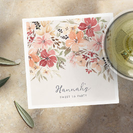 Enkel blomstergrej Sweet 16 födelsedag Pappersservett