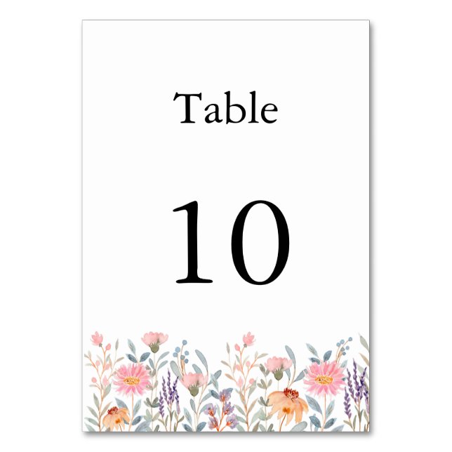 Enkel Blomsterträdgård Babyshower i Akvarell Bordsnummer (Framsidan)