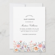 Enkel Blomsterträdgård Babyshower i Akvarell