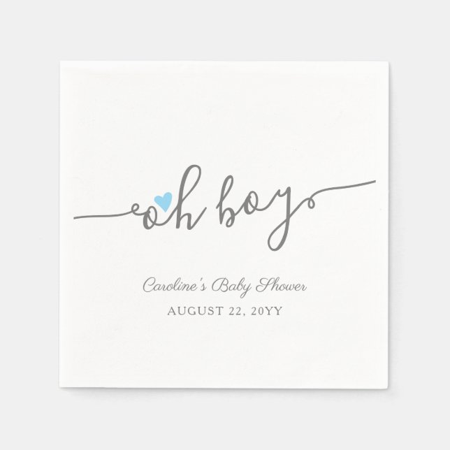 Enkel Blue Heart Boy Baby Shower Pappersservett (Framsidan)