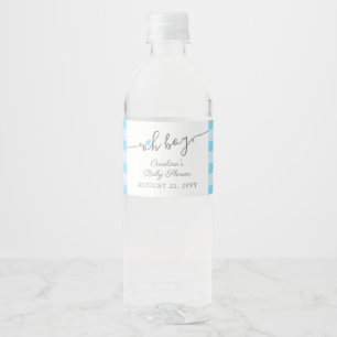 Enkel Blue Heart Boy Baby Shower Vattenflaskor Etikett
