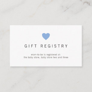 Enkel Blue Heart Gift Registry Boy Shower Tilläggskort