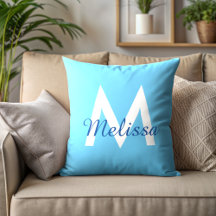 enkel Blue teal modern Monogram girly Namn