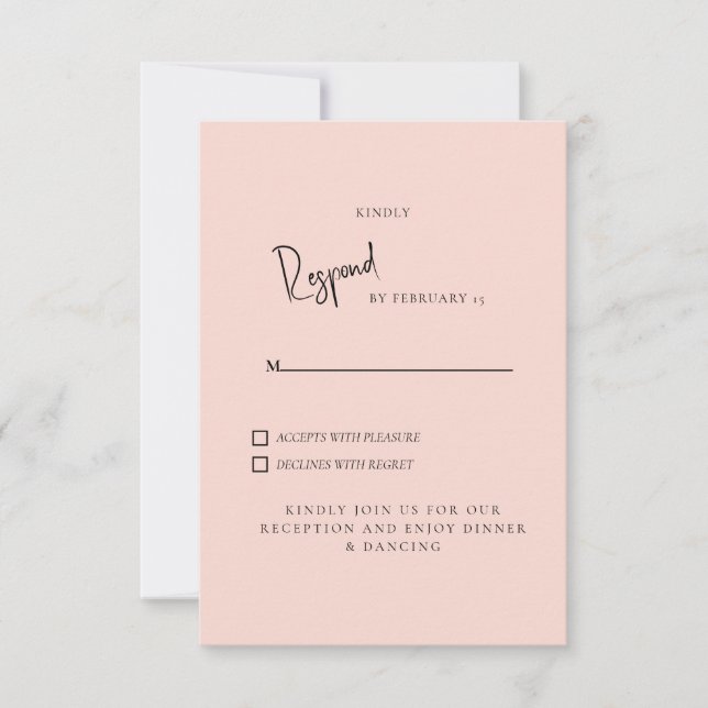 Enkel Blush Bröllops RSVP OSA Kort (Framsida)