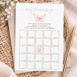 Enkel Blush Fjäril Båge Baby Shower Bingo Spel Inbjudningar