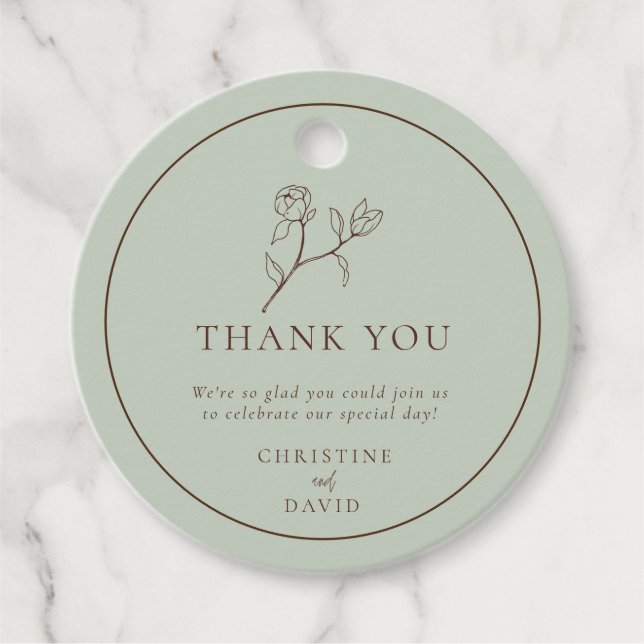 Enkel Bohemian Bröllop blommigt Gåvor Etiketter (Framsida)