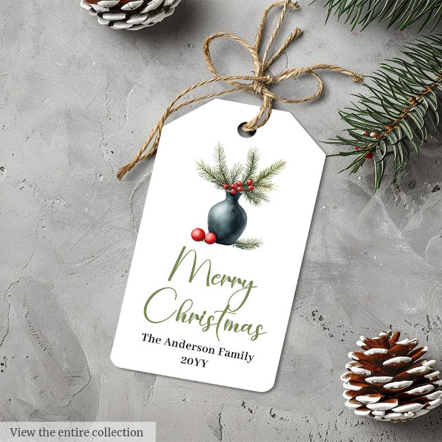 Enkel Bohemisk Botanisk Julpresentkort Presentetikett (Simple Bohemian Botanical Christmas Gift Tag

)