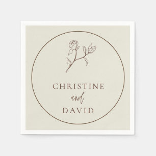 Enkel bohemisk Bröllop blommigt beige Napkins Pappersservett