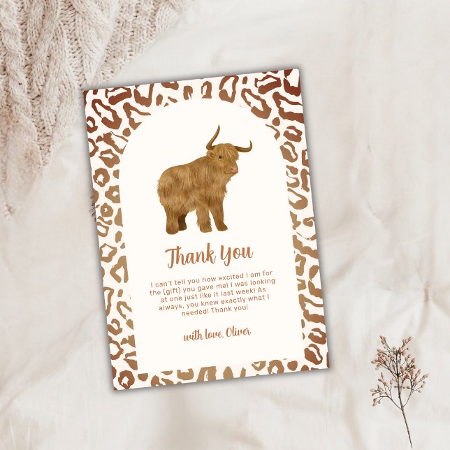 Enkel Boho Arch-Heliga Western babystövel Tack Kort (Simple Boho Arch Holy Cow Western Baby Shower Thank You Card)