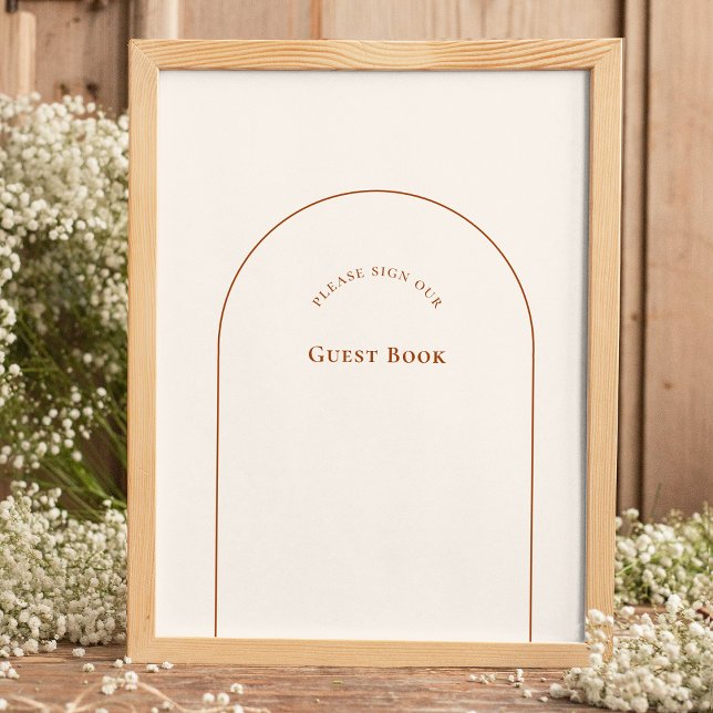 Enkel Boho Arch Ivory Bröllop Guest Bok-signatur Poster (Skapare uppladdad)