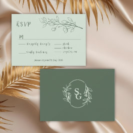 Enkel Boho Blommigt Sage-Grönt OSA Kort