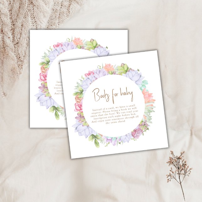 Enkel Boho Cactus Desert Bokar för babyskor Tilläggskort (Simple Boho Cactus Desert Books For Baby Shower Enclosure Card)