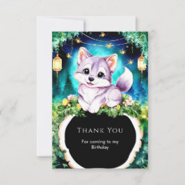 Enkel Boho Charmig Varg Födelsedag Tack Kort