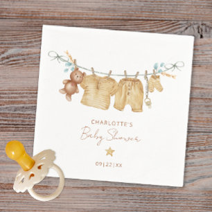 Enkel boho Clothesline Baby Shower Napkins Pappersservett