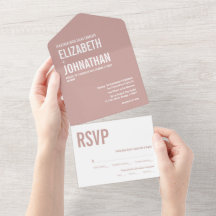 Enkel Boho Dammtrosa Typografi Bröllop