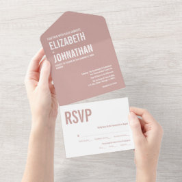 Enkel Boho Dammtrosa Typografi Bröllop