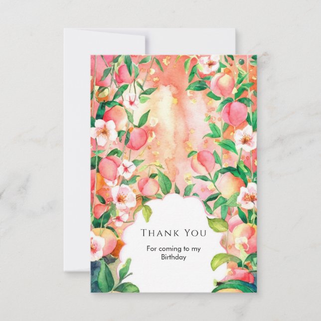 Enkel Boho Födelsedag i Persika Tack Kort (Framsida)