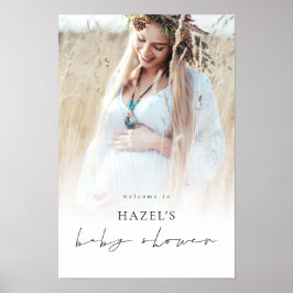 Enkel Boho Fotoöverlägg Välkommen till Baby Shower Poster