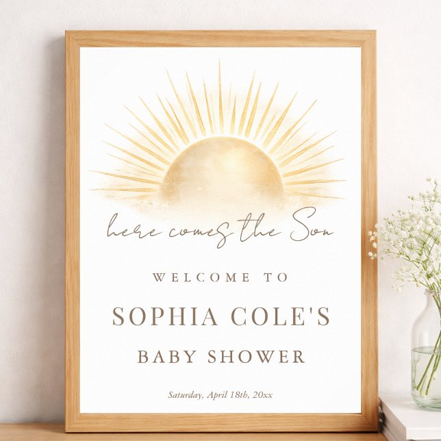 Enkel Boho Här Kommer Sonen Baby Shower Välkommen Poster (Skapare uppladdad)