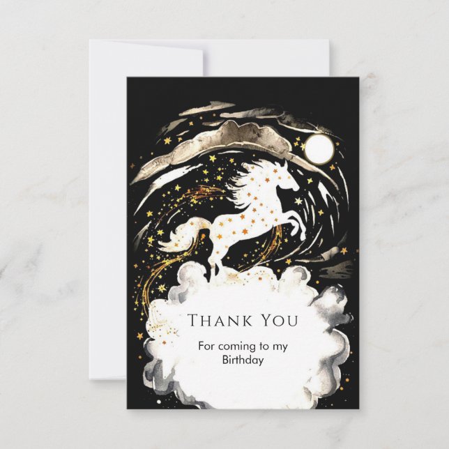 Enkel Boho Häst Födelsedag Tack Kort (Framsida)
