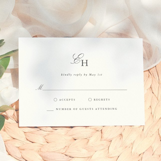 Enkel Boho Minimalistisk Monogram Bröllop OSA Kort (Skapare uppladdad)