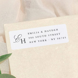 Enkel Boho Minimalistisk Monogram Bröllop Returadress Etikett
