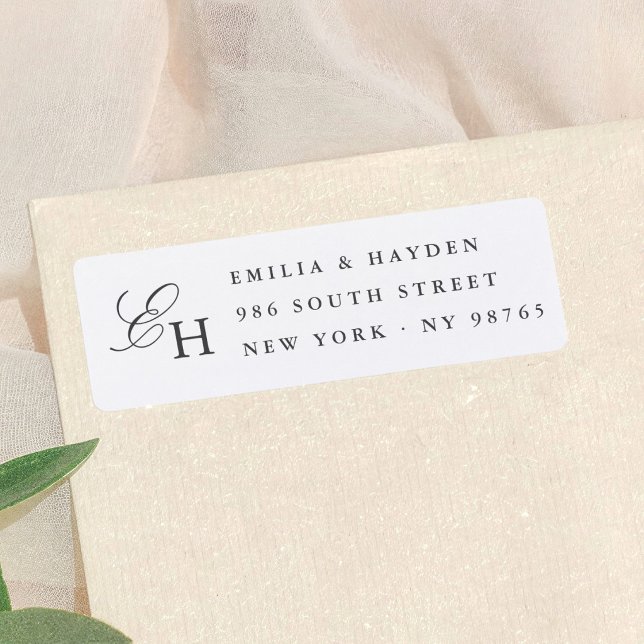 Enkel Boho Minimalistisk Monogram Bröllop Returadress Etikett (Skapare uppladdad)