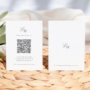 Enkel Boho Minimalistisk Monogram QR Bröllops RSVP Tilläggskort