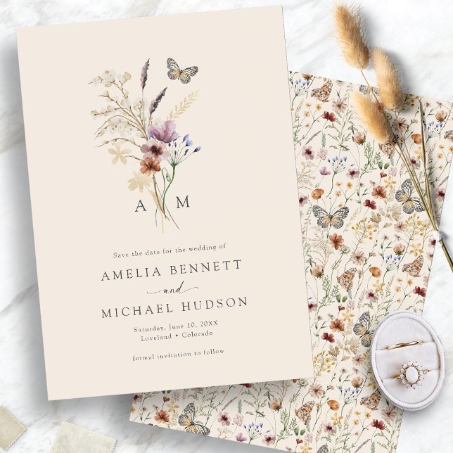 Enkel Boho-monogram Spara Datumet (Simple Boho Monogrammed Save The Date
)