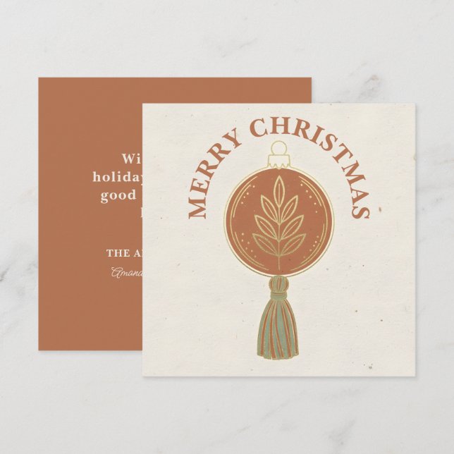 Enkel Boho-ornament jul Julkort (Fram/baksida)
