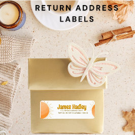 Enkel Boho Sol-adressetikett Returadress Etikett