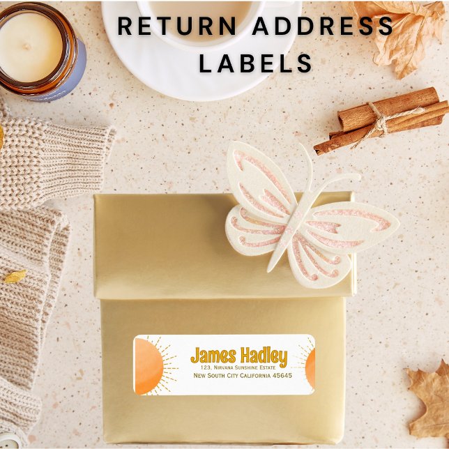 Enkel Boho Sol-adressetikett Returadress Etikett (Skapare uppladdad)