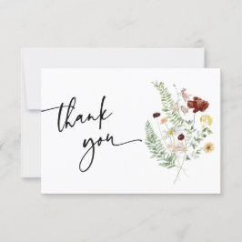 Enkel Boho Söt Vildblomma Tackkort Tack Kort