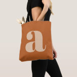 Enkel Boho Terrakotta Fet Retro Monogram Initial Tygkasse<br><div class="desc">Enkel Boho Terrakotta Fet Retro Monogram Initial Totebag</div>
